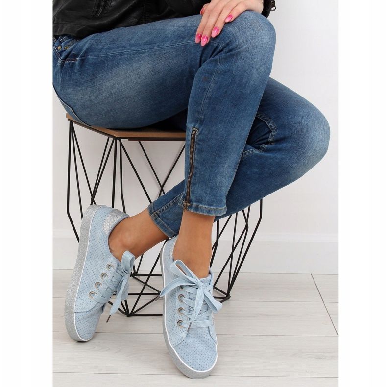 Blå kvinders sneakers AK03P Blå grå 2