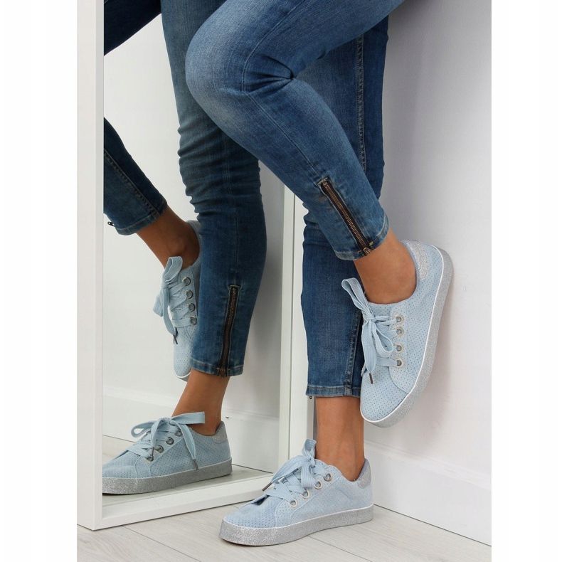 Blå kvinders sneakers AK03P Blå grå 1
