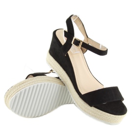 Sorte sandaler på kilehæl, sorte espadriller 2