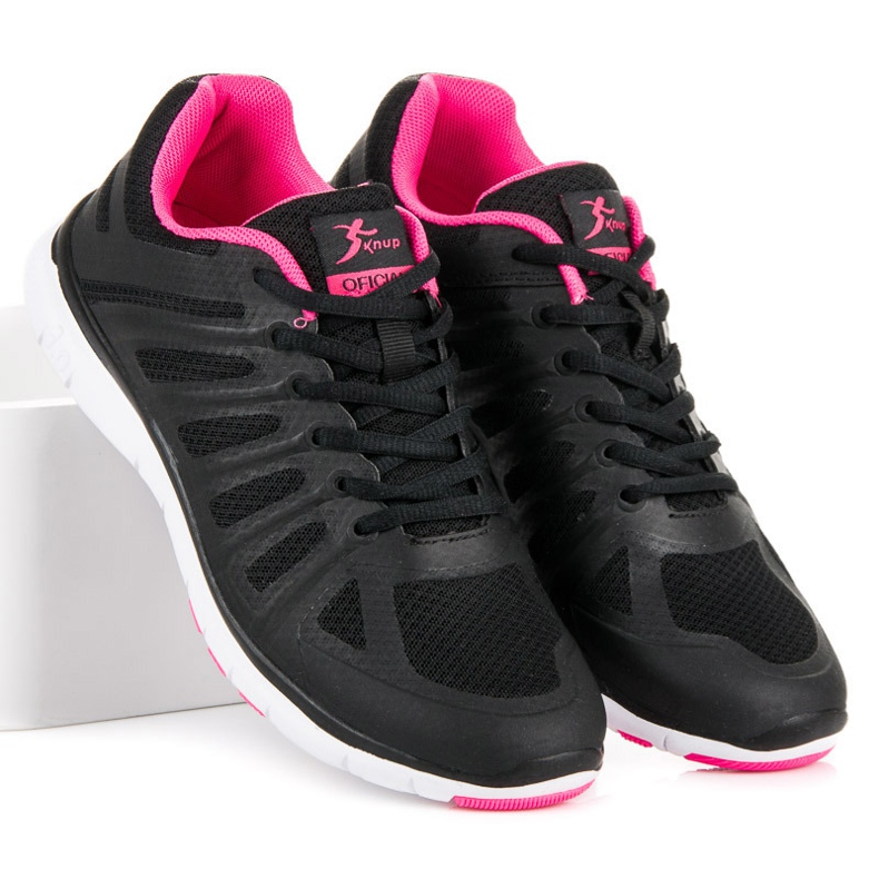 Sorte sneakers med snøre lyserød 2
