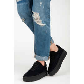 Suede sneakers på platformen sort 1