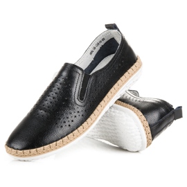 VINCEZA espadriller i læder sort 2