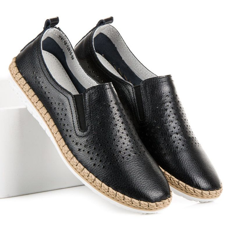 VINCEZA espadriller i læder sort 1