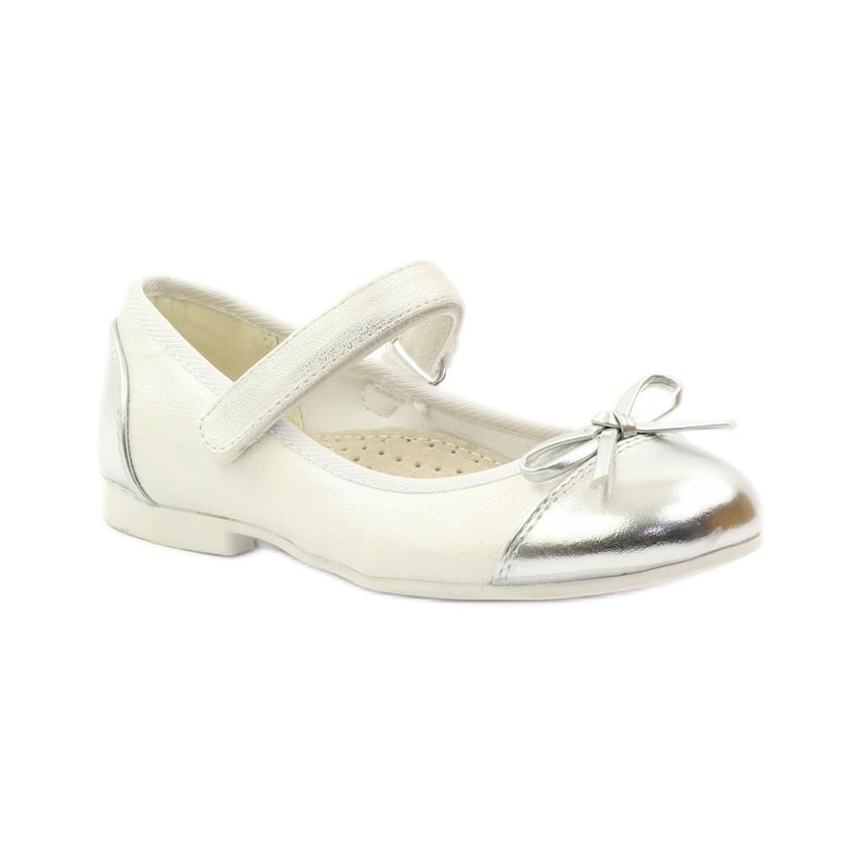 American Club Velcro ballerina pumps American 14297 grå hvid 1