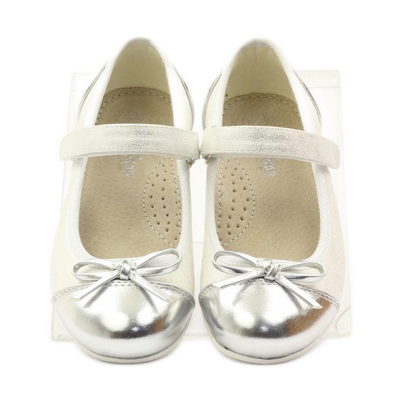 American Club Velcro ballerina pumps American 14297 grå hvid 4