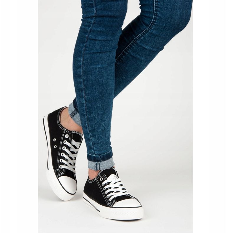 Kvinders klassiske sorte bundne sneakers 2