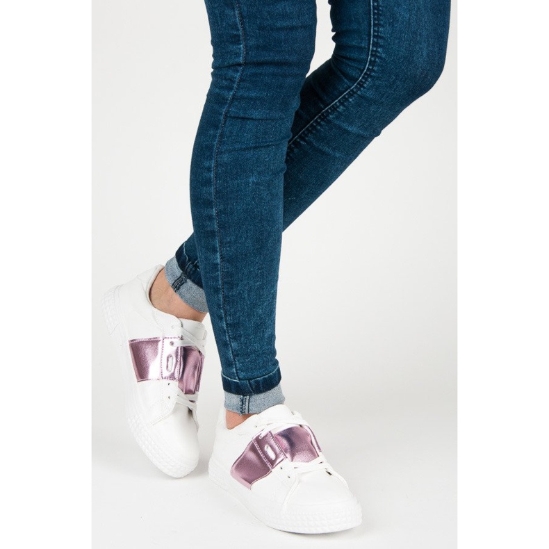 Hvide mode sneakers lilla 2
