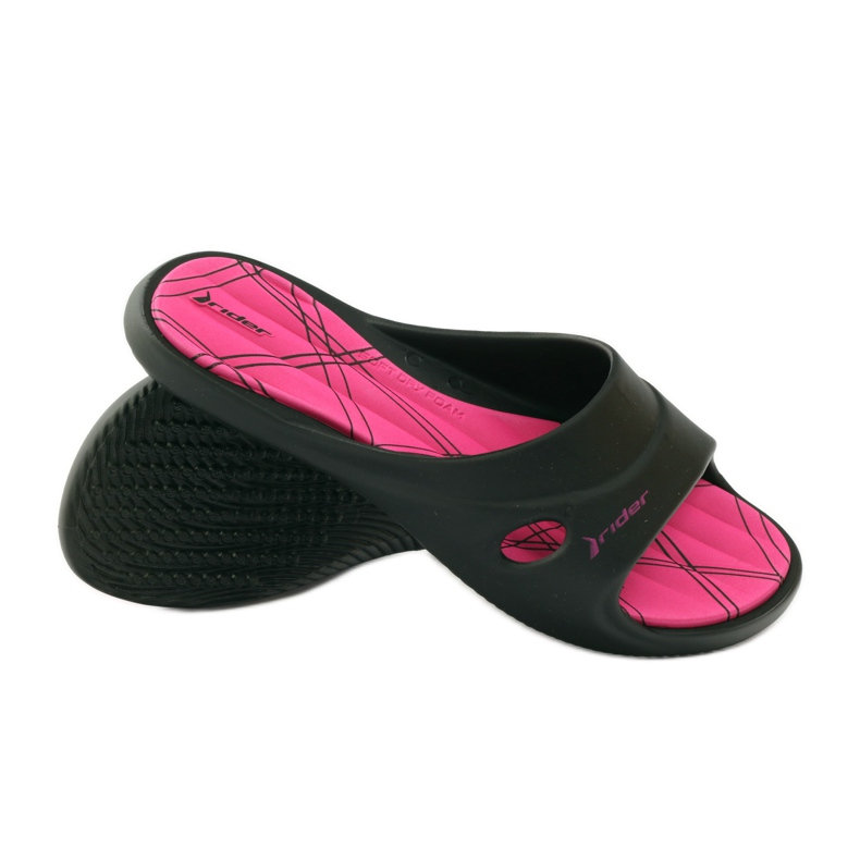 Rider 82214 gel pool hjemmesko sort lyserød 3
