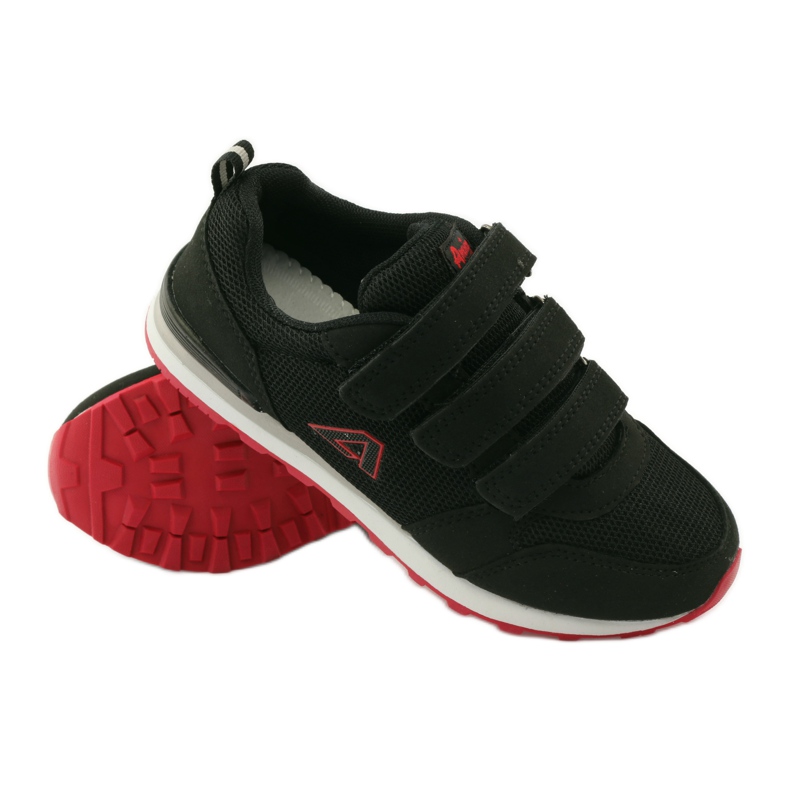 American Club Amerikanske læder indersål sportssko rød sort 3
