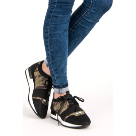 Slip-on sportssko sort brun grøn 1