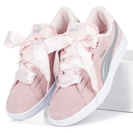 Puma smash V2 ribbon jr lyserød 1