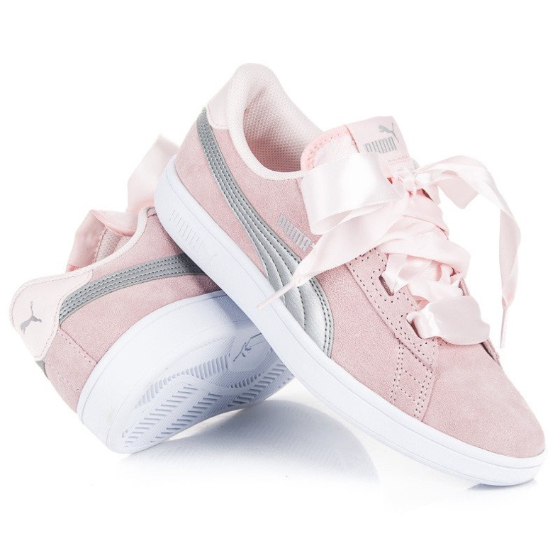 Puma smash V2 ribbon jr lyserød 2