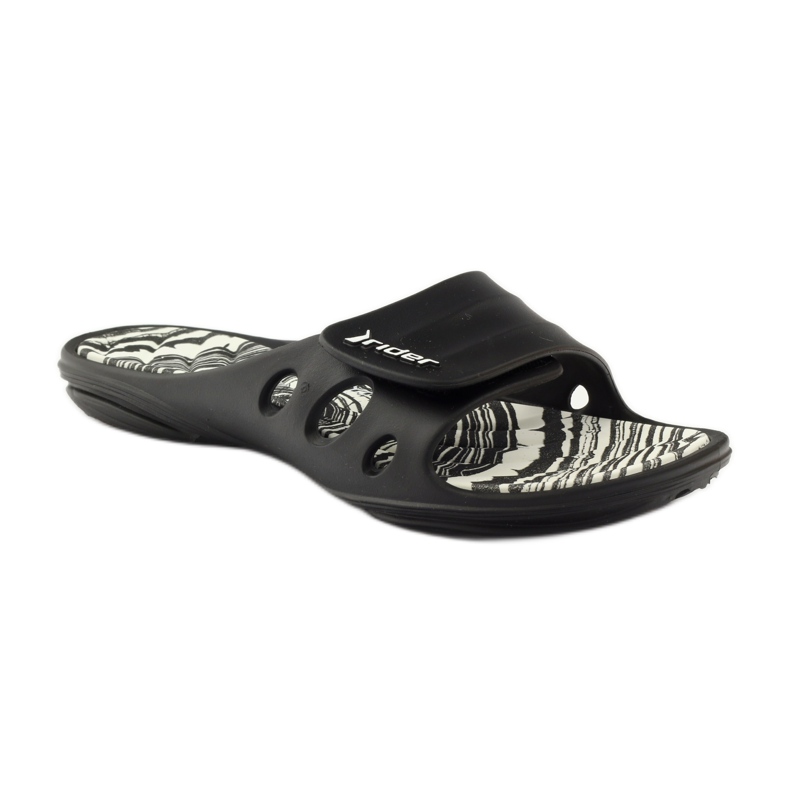 Rider 82213 velcro pool hjemmesko sort hvid 1