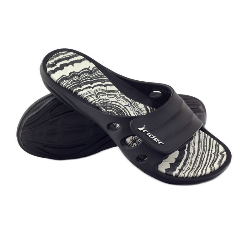 Rider 82213 velcro pool hjemmesko sort hvid 3