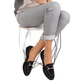 Sorte sorte loafers til kvinder G241 Sort 2