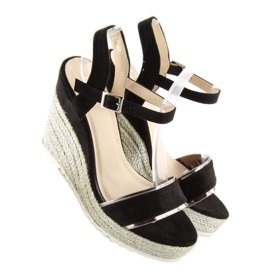 Sorte sandaler espadriller på kiler sort 6823 Sort 2