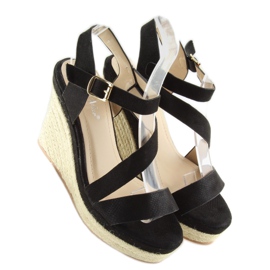 Sorte Espadriller på kiler, sort 333-8 Sort 2