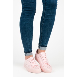 Suede sneakers med stjerner lyserød 1