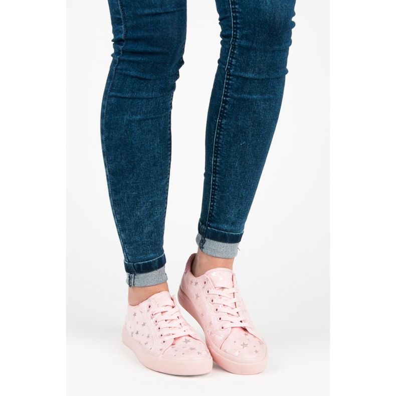 Suede sneakers med stjerner lyserød 1