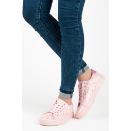 Suede sneakers med stjerner lyserød 2