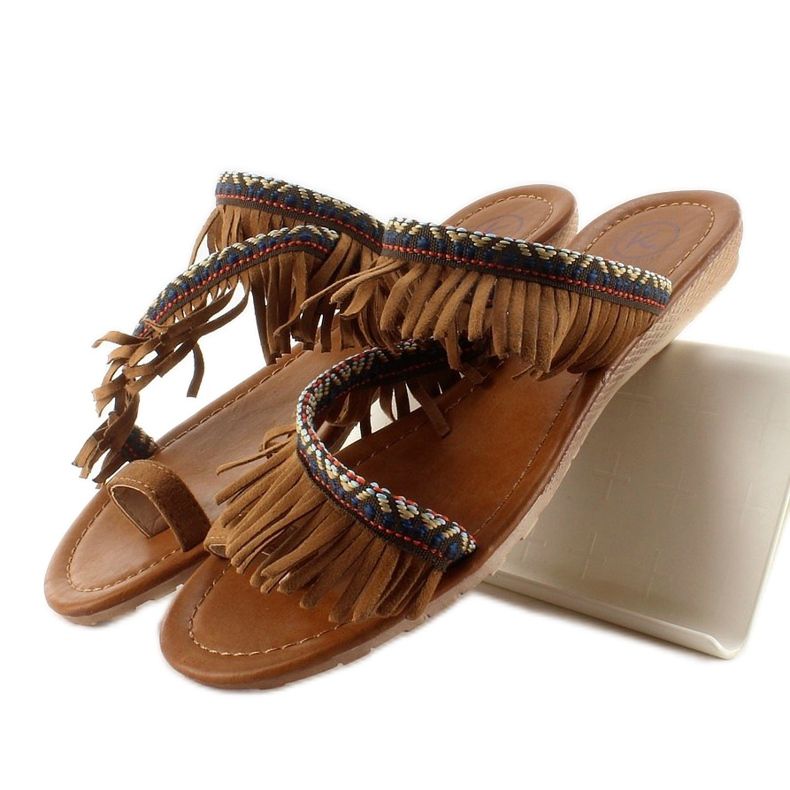 Indisk stil flip-flops k1626302 Kamel brun 2