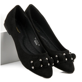 Ideal Shoes Stilfulde sorte ballerinaer 2