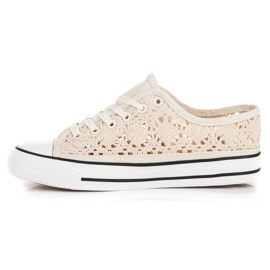 Beige sneakers med blonder 1