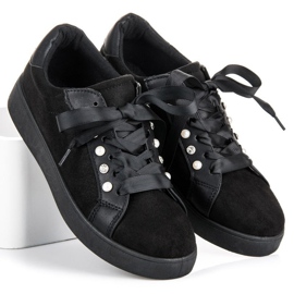 Erynn Sneakers i ruskind med snøre sort 1