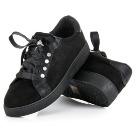 Erynn Sneakers i ruskind med snøre sort 2
