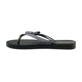 Glitter flip-flops med Ipanema sløjfe grå sort 3
