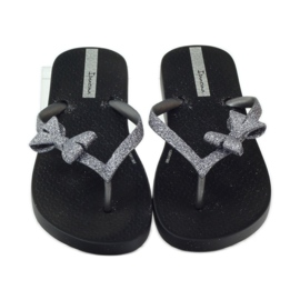 Glitter flip-flops med Ipanema sløjfe grå sort 5