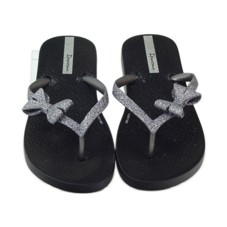 Glitter flip-flops med Ipanema sløjfe grå sort 5