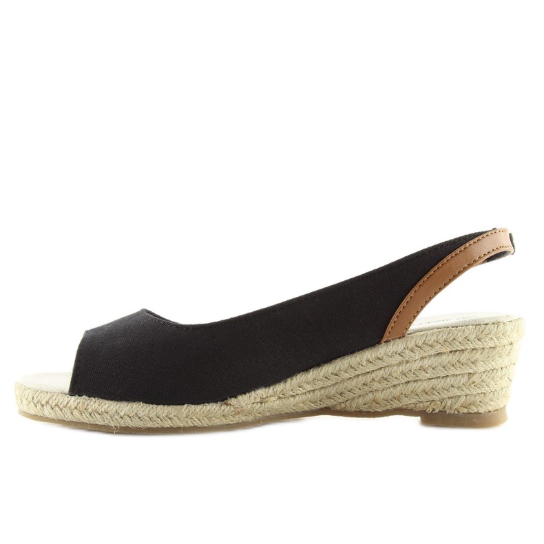 Sorte espadriller på lav kilehæl 1