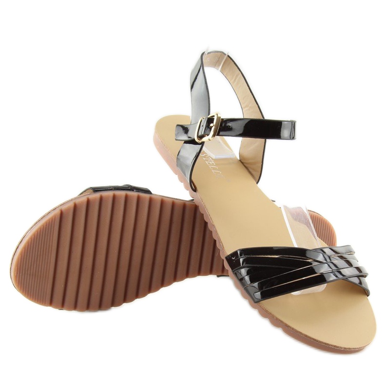 Sandaler med skinnende sorte striber 2