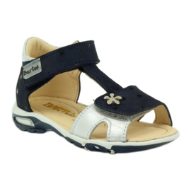 Lædersandaler til velcro 138 Navy Blue/Silver Bartuś blå 1