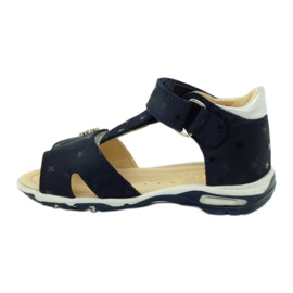 Lædersandaler til velcro 138 Navy Blue/Silver Bartuś blå 2