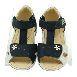 Lædersandaler til velcro 138 Navy Blue/Silver Bartuś blå 4