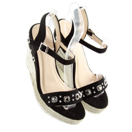 Sorte Espadriller på kiler, sorte TS-2730 Sort 2