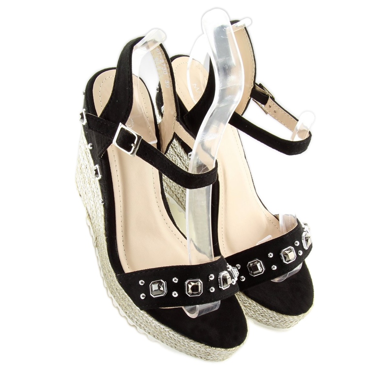 Sorte Espadriller på kiler, sorte TS-2730 Sort 2
