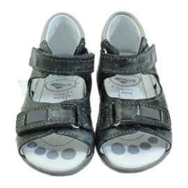 Læderdrenge sandaler med velcro og reflekser 1407 grå renbut 4