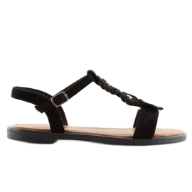 Damesandaler i sort ruskind WL-001 2