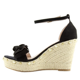 Sorte sandaler espadriller på kiler L2668 2