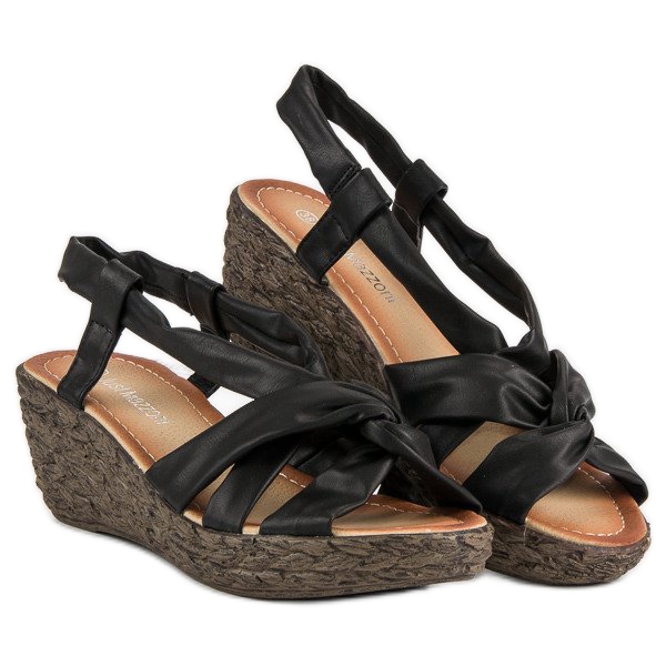 Slip-on wedge sandaler sort 1