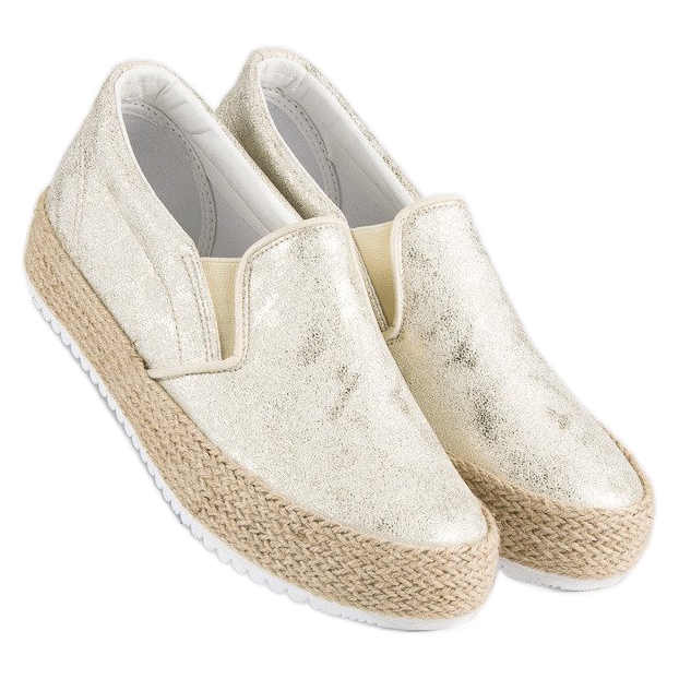 Betler Gyldne Espadriller På Platformen gylden 2