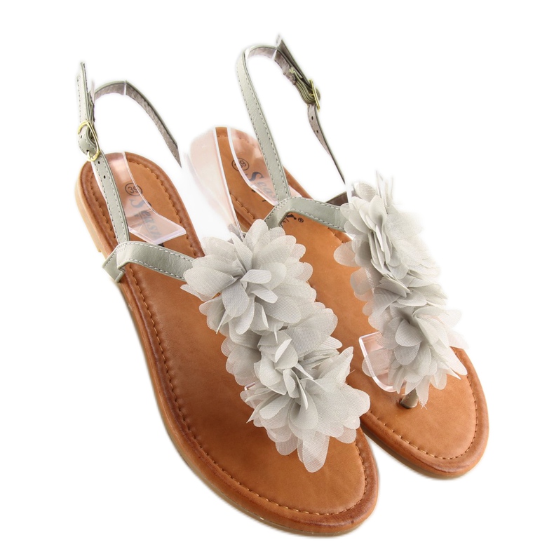 Sandaler med blomster grå CK36P grå 1