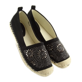 Espadriller dekoreret med sort 5599-1 Sort 2