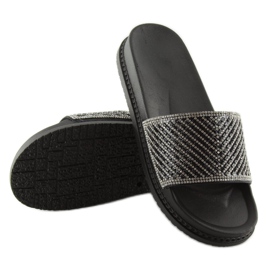 Sorte hjemmesko med cubic zirconia 966 Sort 2