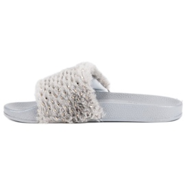 Erynn Grå flip-flops med pels 1