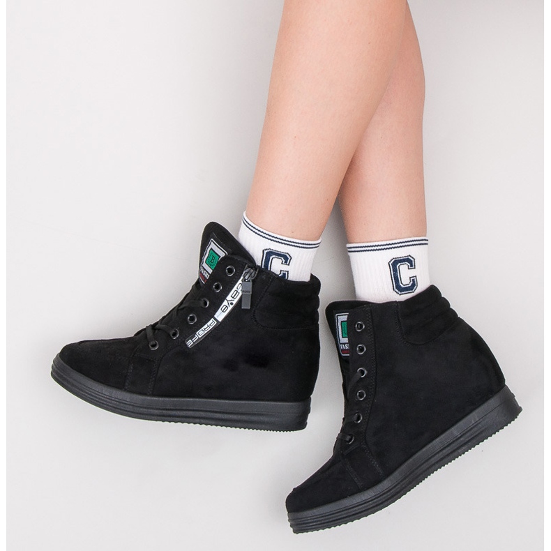 Suede sneakers sort 1