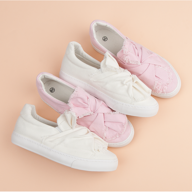 Slip-on sneakers med sløjfe hvid 1